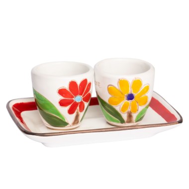 Set Tazzine da caffè con Vassoio Margherite ceramiche de simone Set Tazzine da caffè con Vassoio Margherite ceramiche de simone